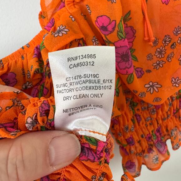 For Love & Lemons Peony Smocked Cropped Blouse Size Small - Picture 5 of 8